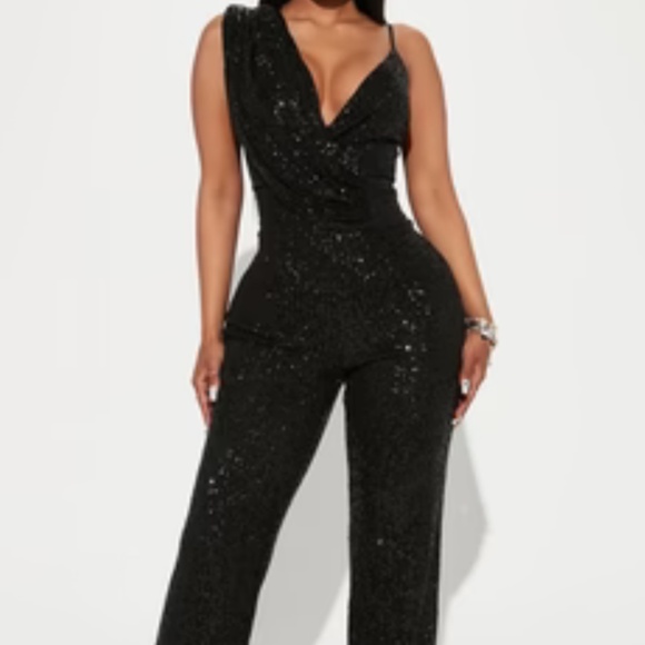 Fashion Nova Pants - Black sequin jumpsuit
